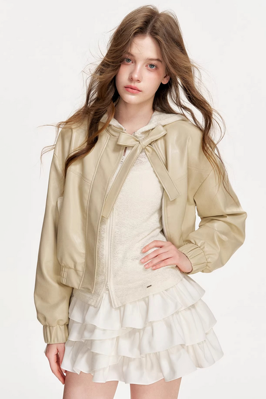 Eco-Friendly Bowknot Leather Jacket