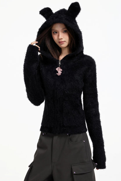 Swingable Hooded Plush Coat
