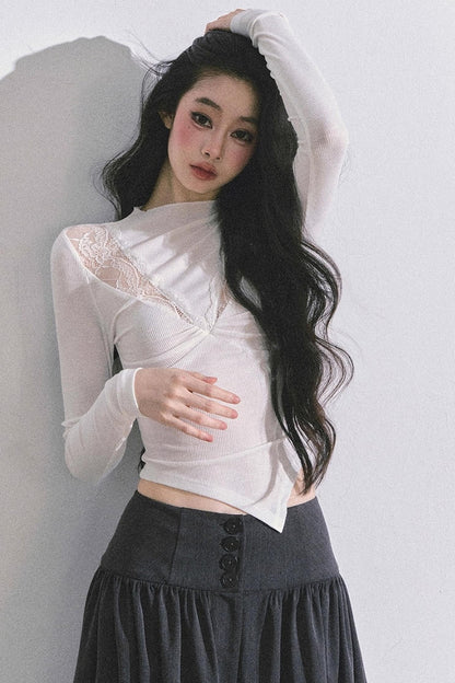 Lace Pure Desire Sexy Knitted T-Shirt