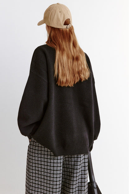 Color-Blocking Embroidered Knitted Cardigan