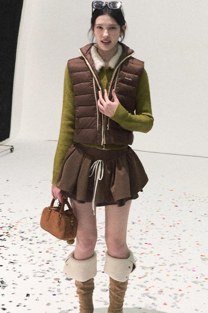 Plaid Color-Blocked A-Line Skirt