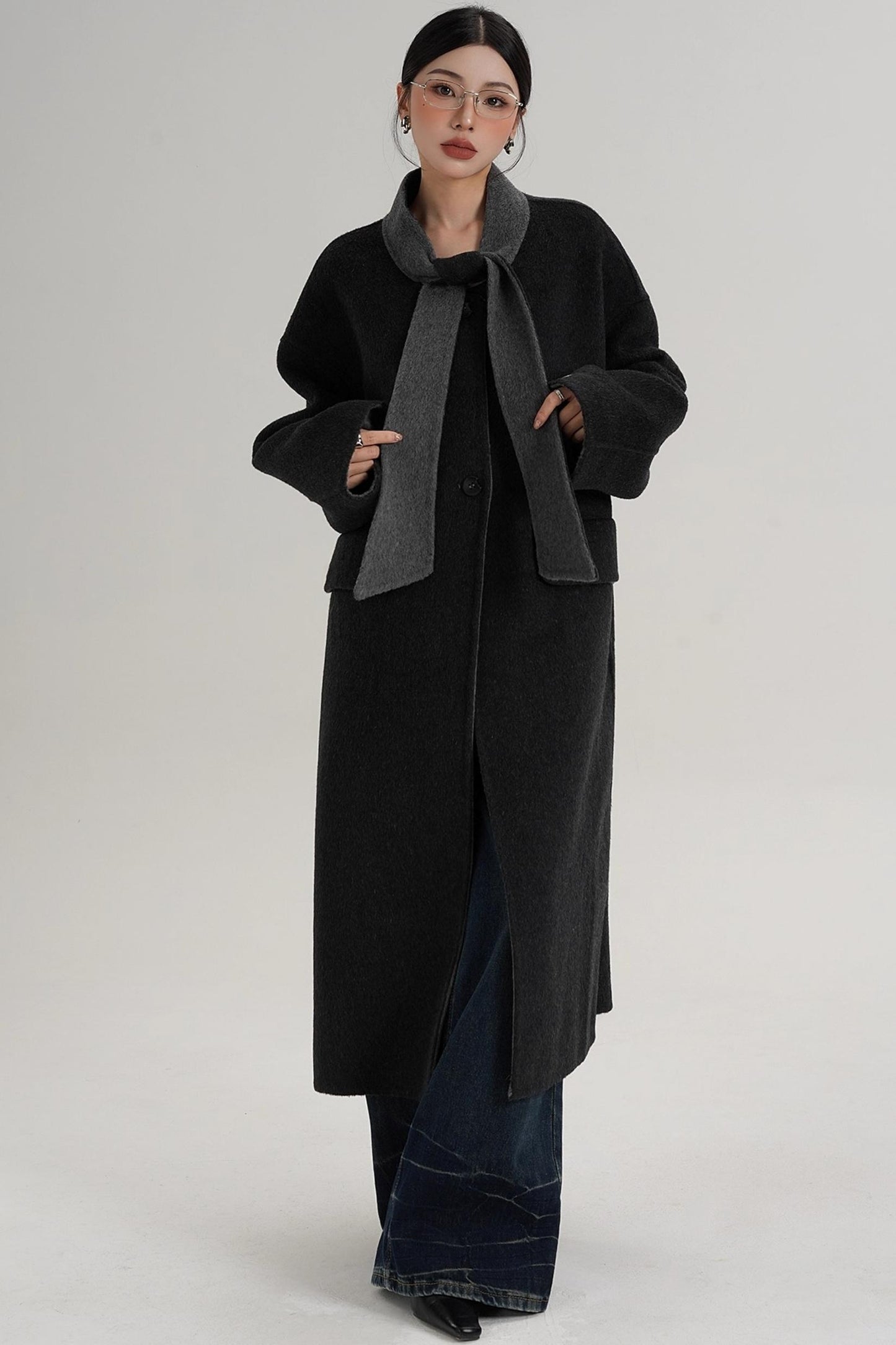 Reversible Contrast Wool Coat