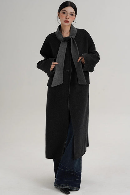 Reversible Contrast Wool Coat