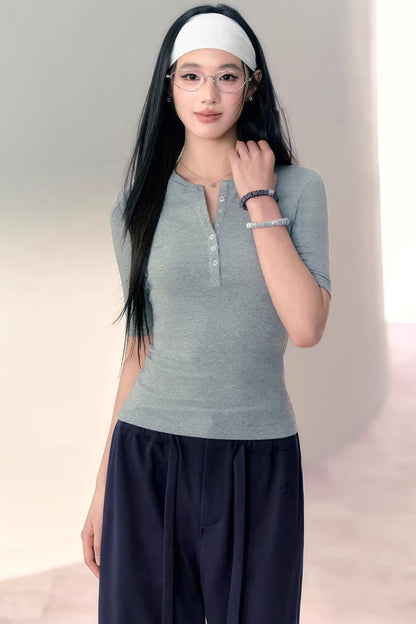 Versatile Slim-Fit Henley Top