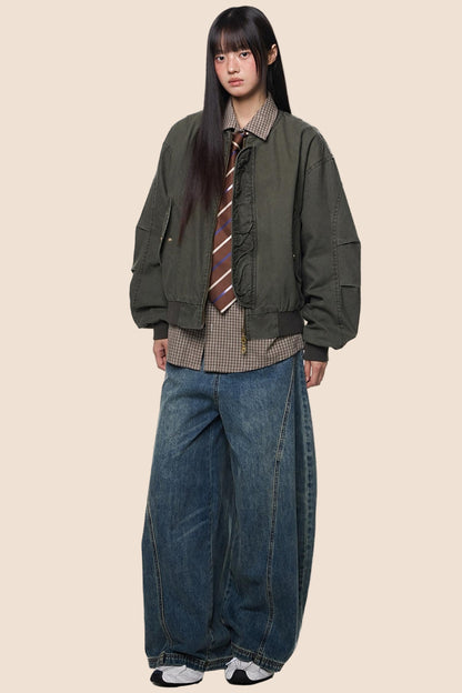 Vintage Distressed Baseball Jersey Jacket