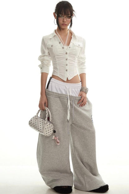 Apricot Rhinestone Pleated Shirt