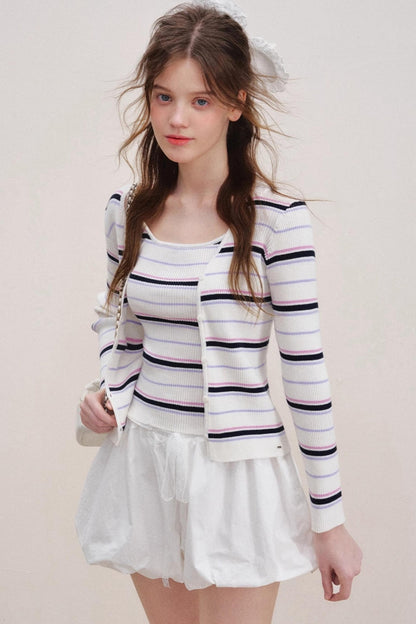 Striped Knit Cardigan Set