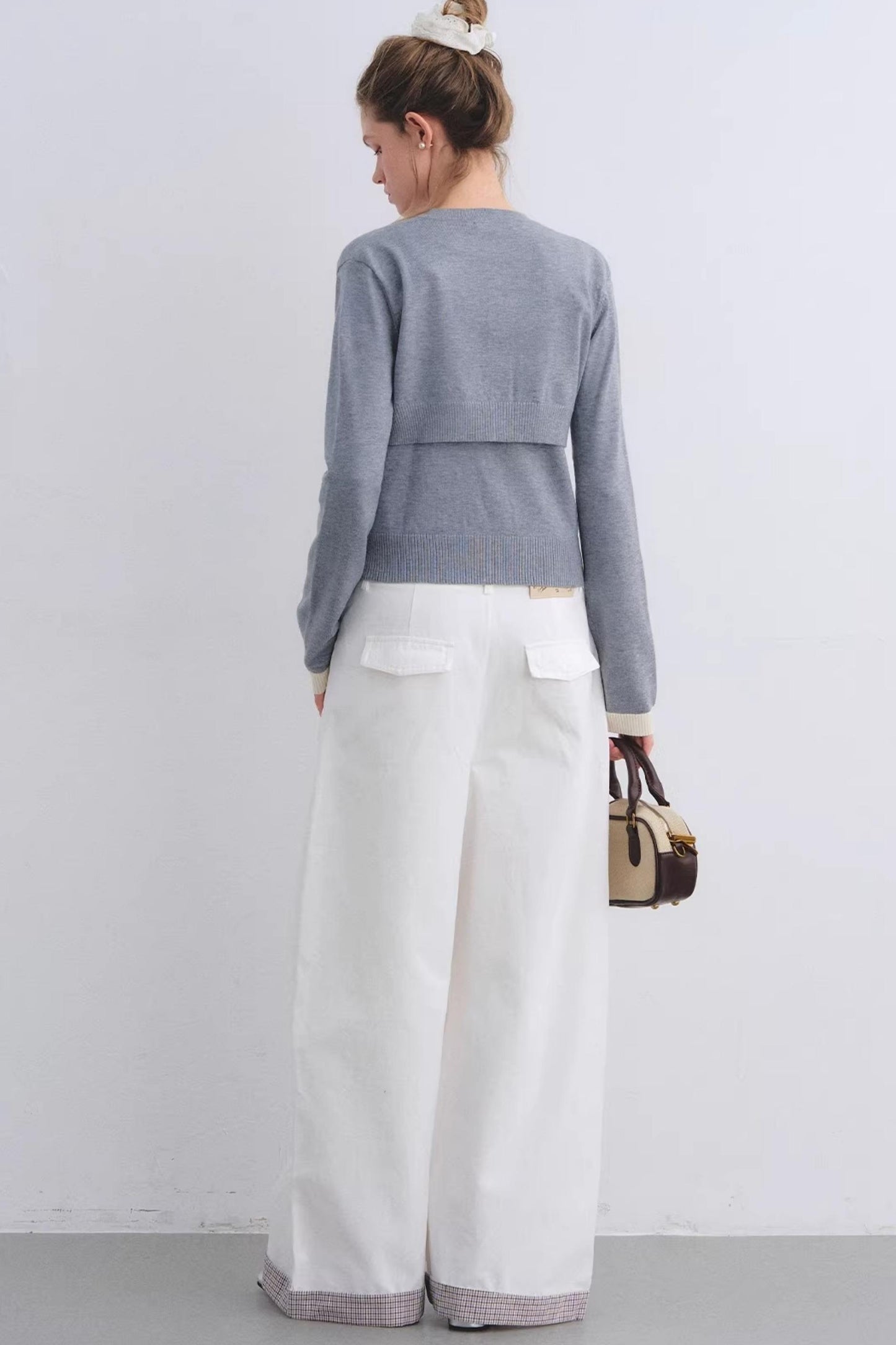 Gray Wool Cardigan Set