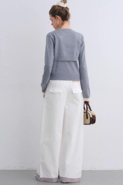 Gray Wool Cardigan Set