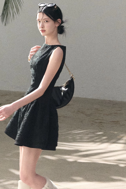 Wool Blend Embossed Floral Dress