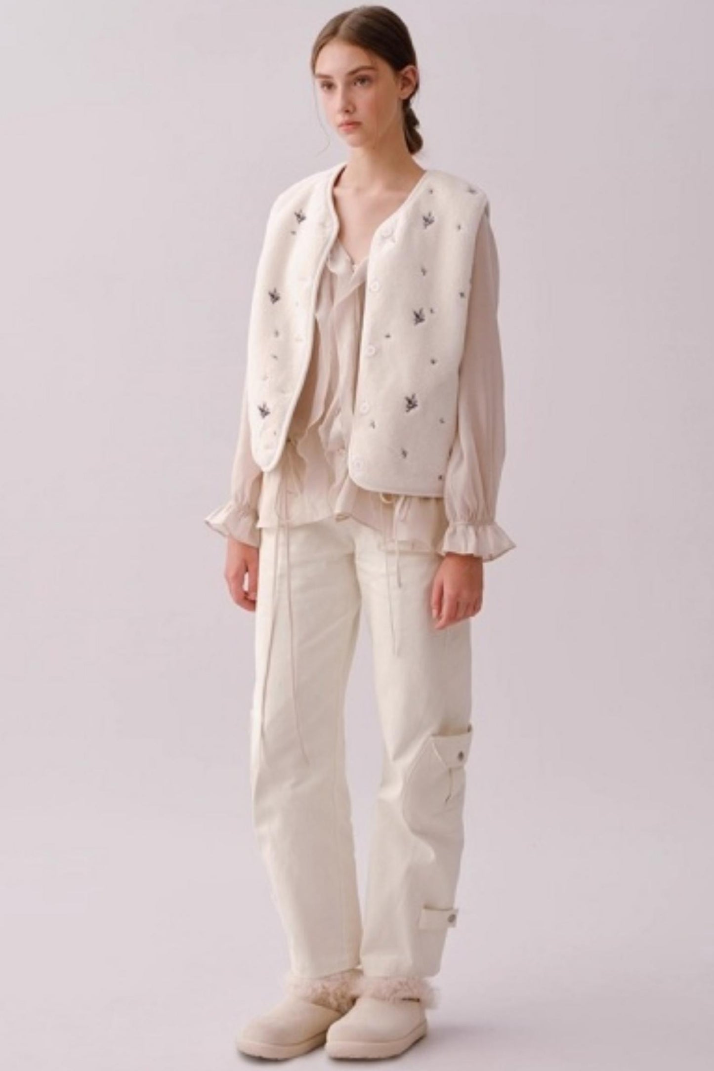 Reversible Floral Suede Vest