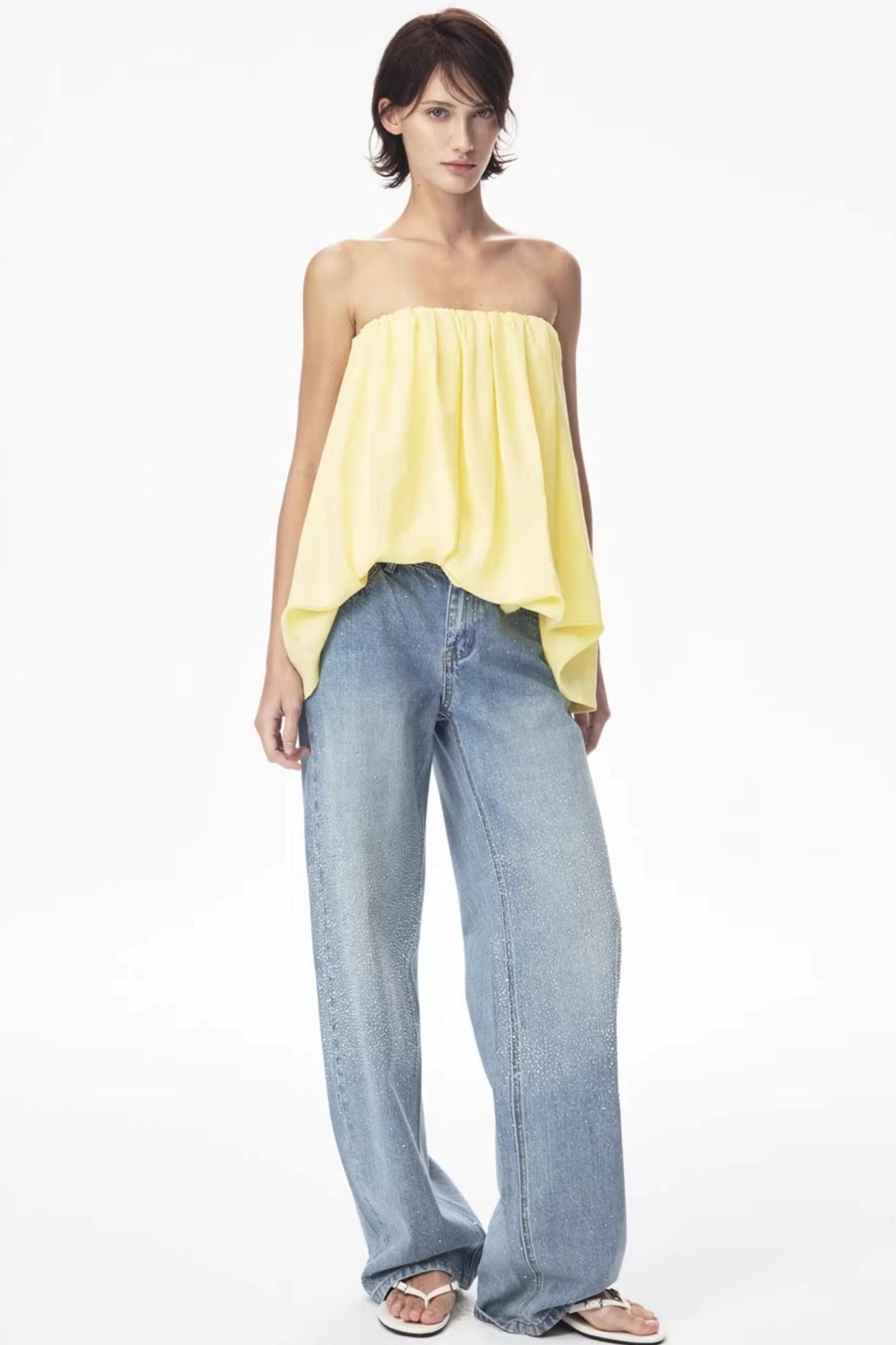 Irregular Elastic Strapless Top