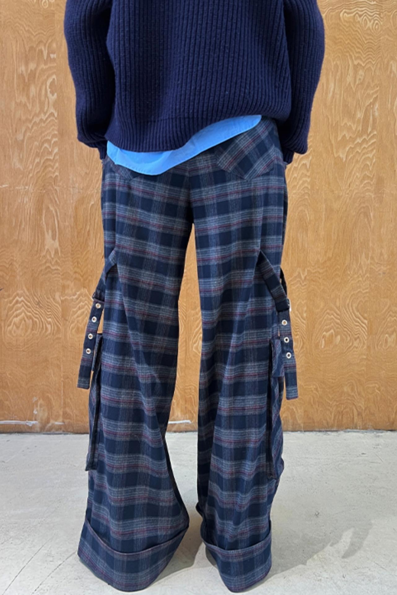 RETRO STRAIGHT-LEG LOOSE FIT CHECK CARGO PANTS