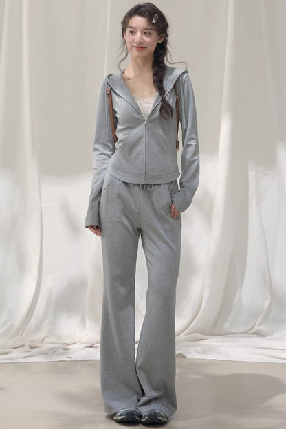 Hooded Zipper Sweatshirt Set-Up