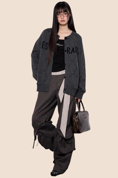 Cut-Out Monogram Casual Knit Cardigan