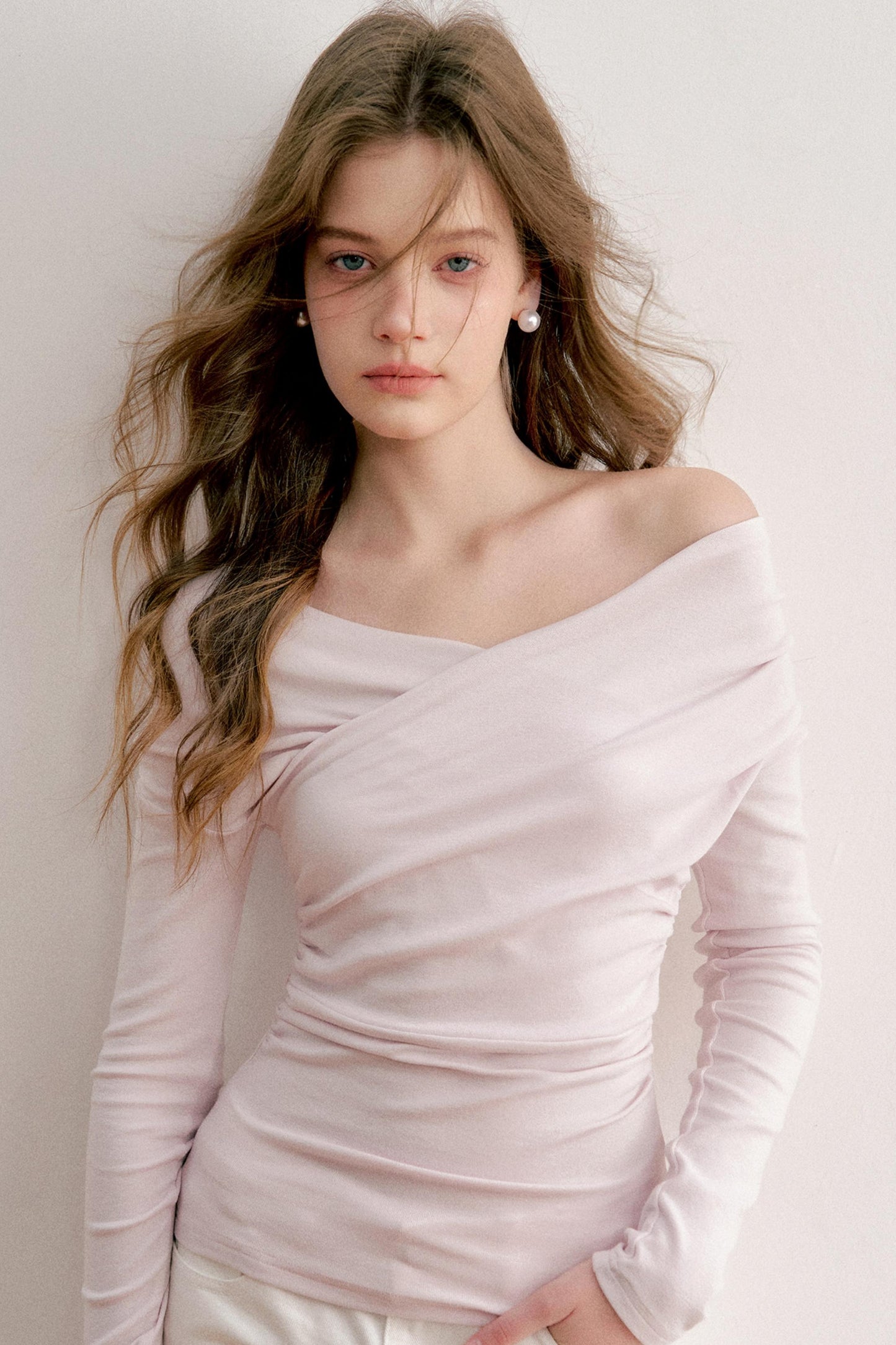 Romantisches Woll-Falten-Top