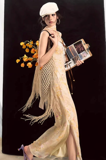 프렌치 레트로 레이스 패치워크 원피스