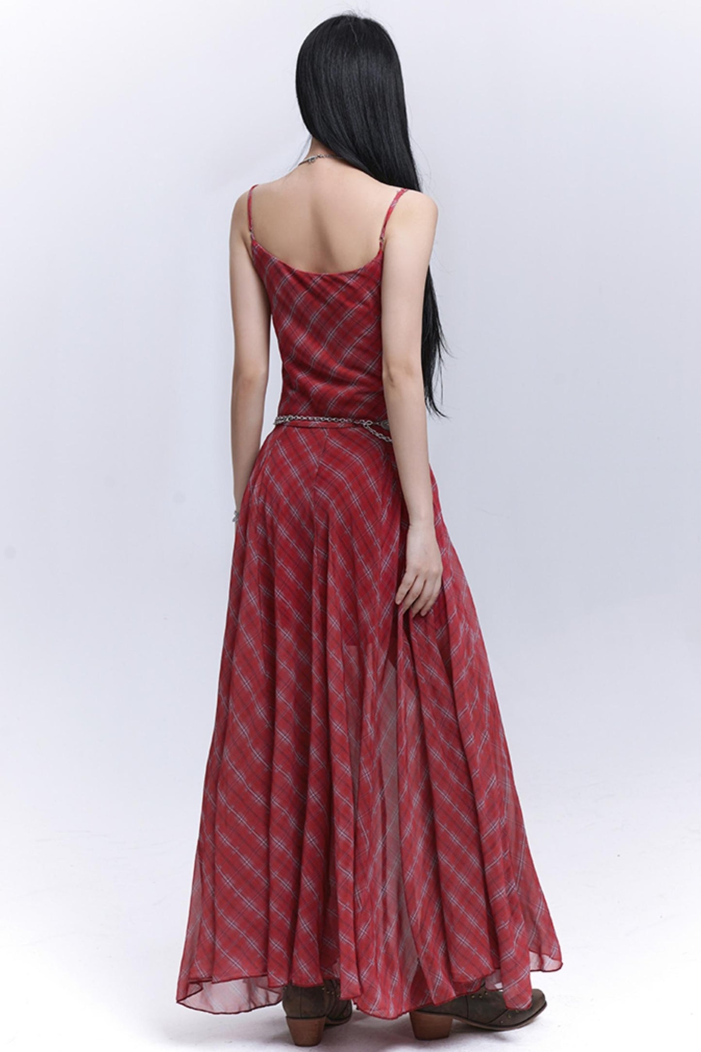 Pink Plaid Halter Dress