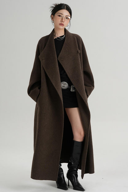 Temperament Coffee Wool Coat