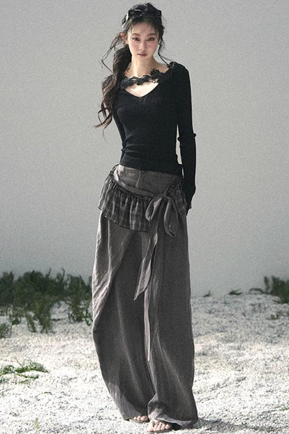 Lace-Trimmed Knitted Top