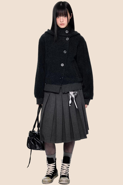 Vintage Woolen Hooded Jacket