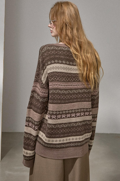Fair Isle Jacquard V-Neck Sweater