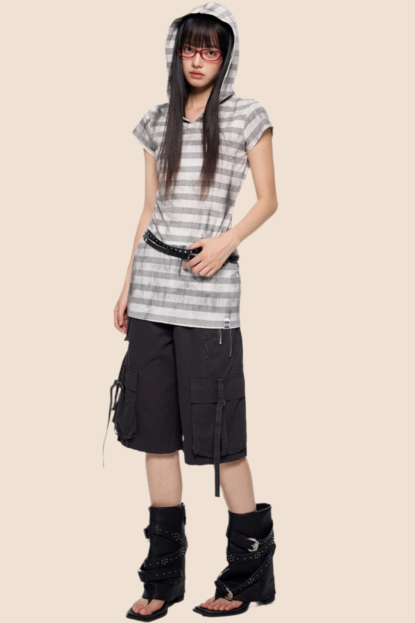 Vintage Striped Hooded Tee