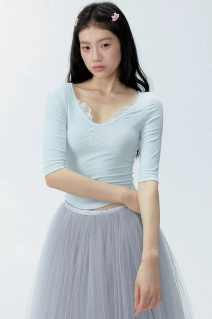 Lace Patchwork Knit Top