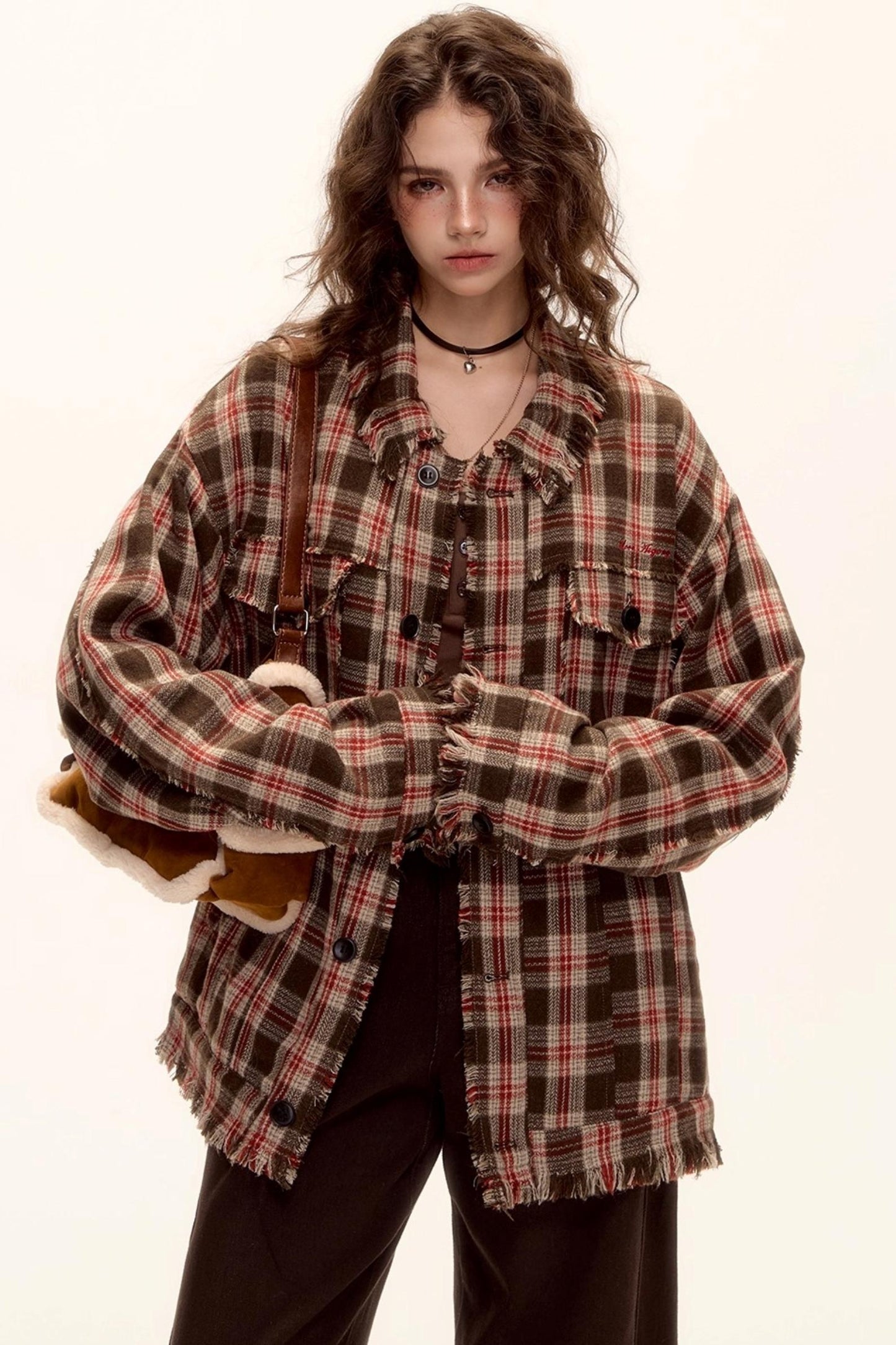 Wool Plaid Frayed Shirt