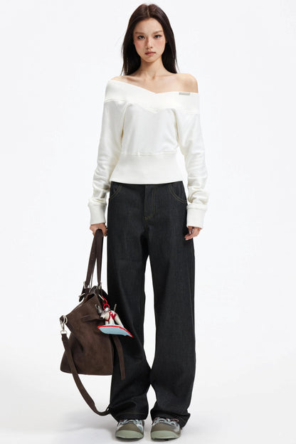 American Retro Off-Shoulder Sweater