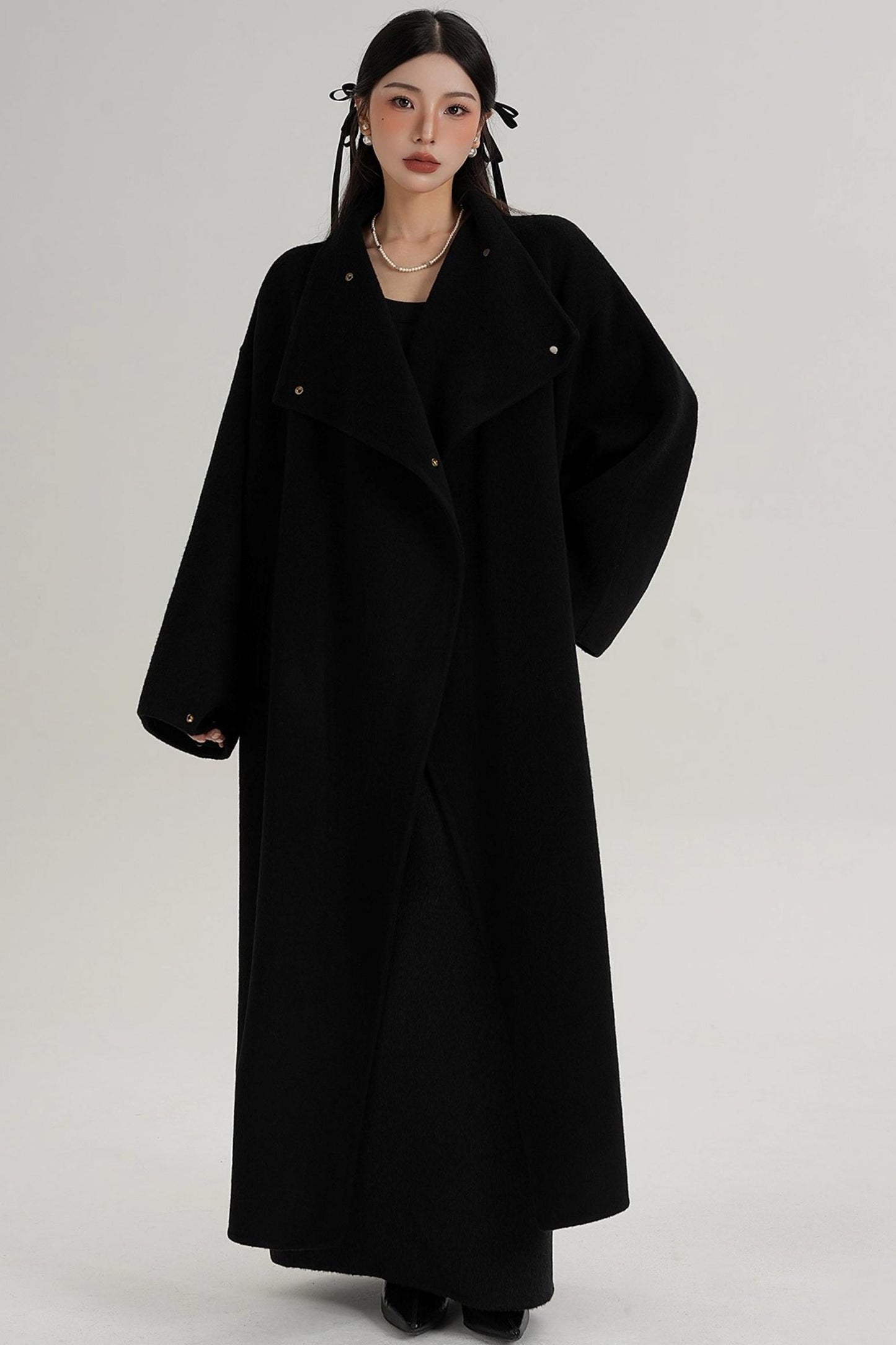 Stand-Up Collar Elongated Wool Coat