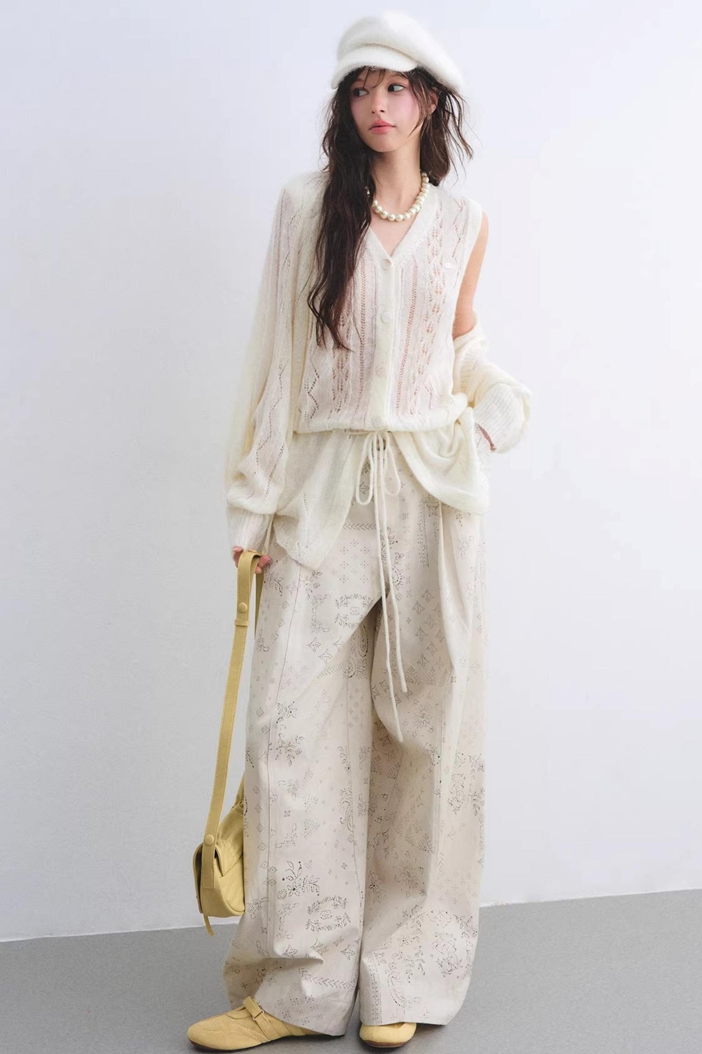 Mohair Purple Cut-Out Cardigan Set-Up