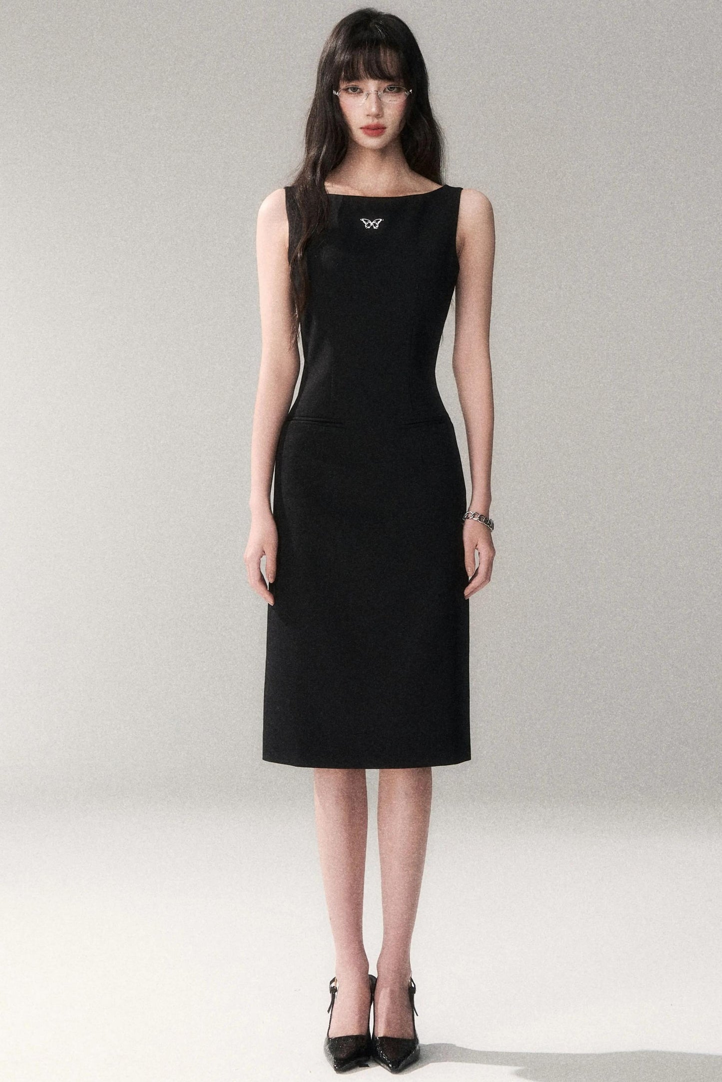 Siren schulterfreies graues Kleid