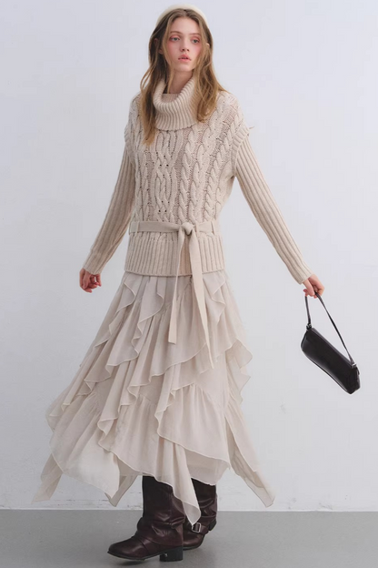 Wool Blend Cable Knit Sweater