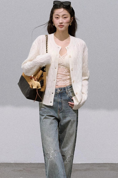 Gentle Mohair Wool Knit Cardigan