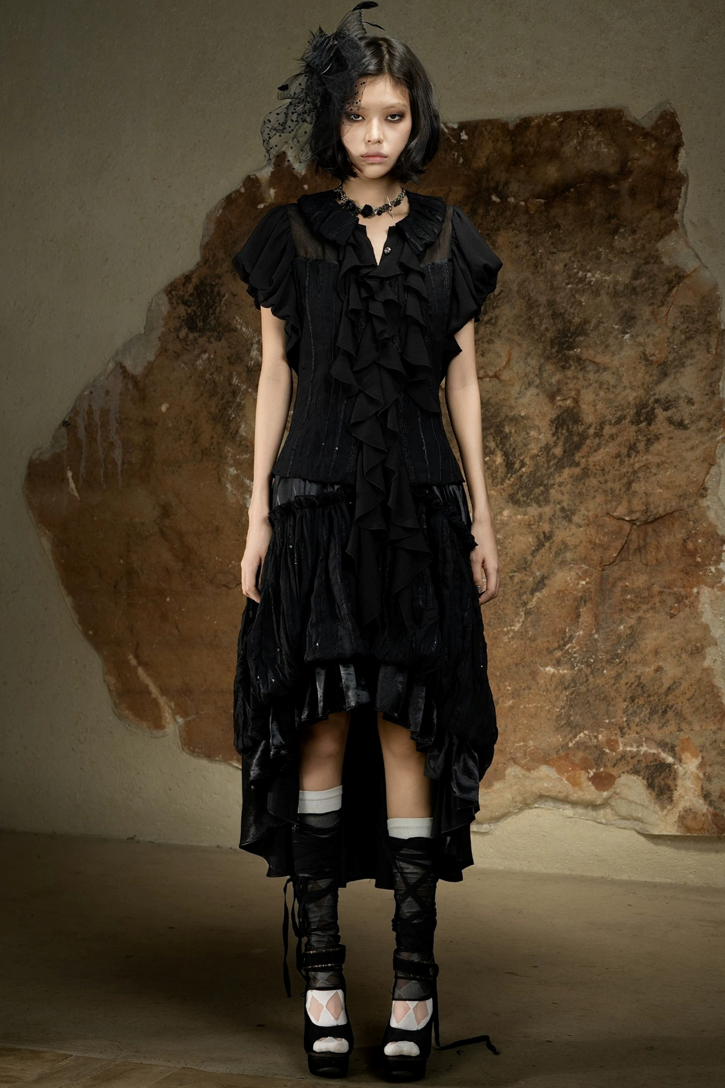 Asymmetrischer Rock mit hoher Taille