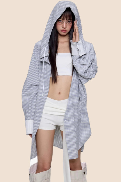 Plaid Hooded Casual Jacket