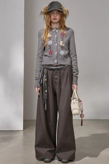 Button Pleated Winter Pants