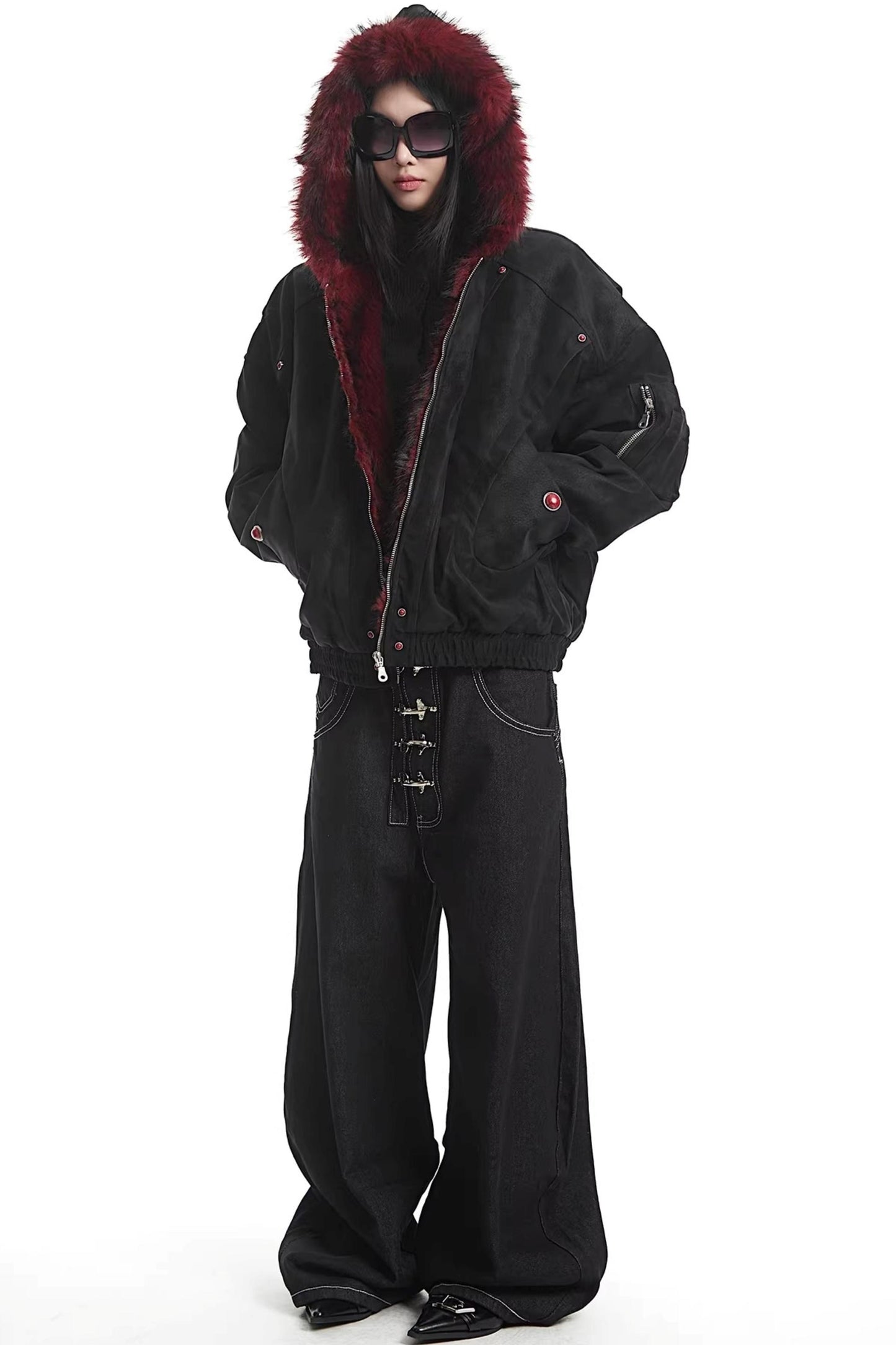 Retro Fur Collar Hooded Cotton Jacket