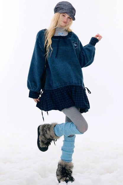 Patchwork Plaid Wool Dress