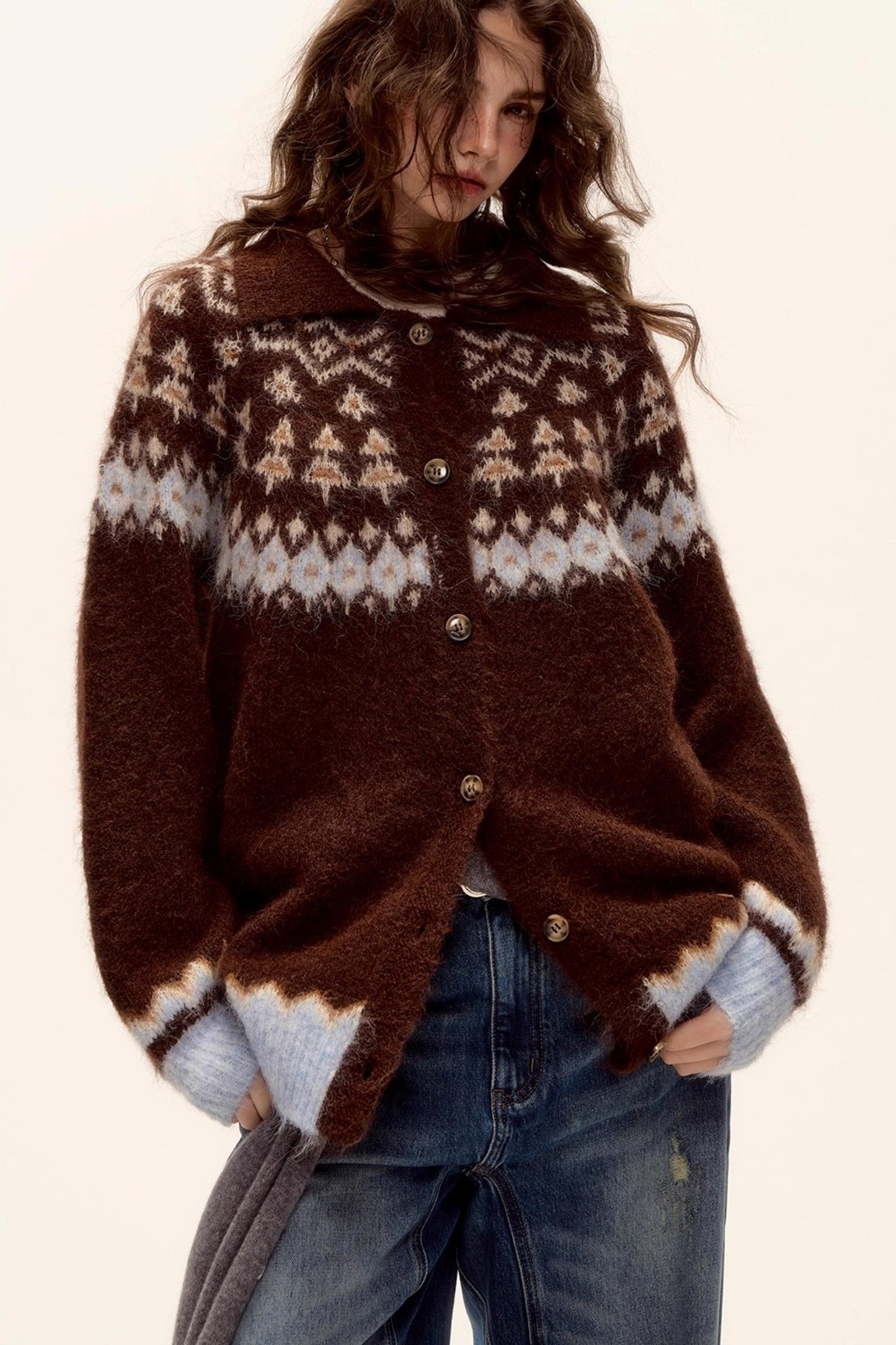 Fair Isle Knit Cardigan Set-Up