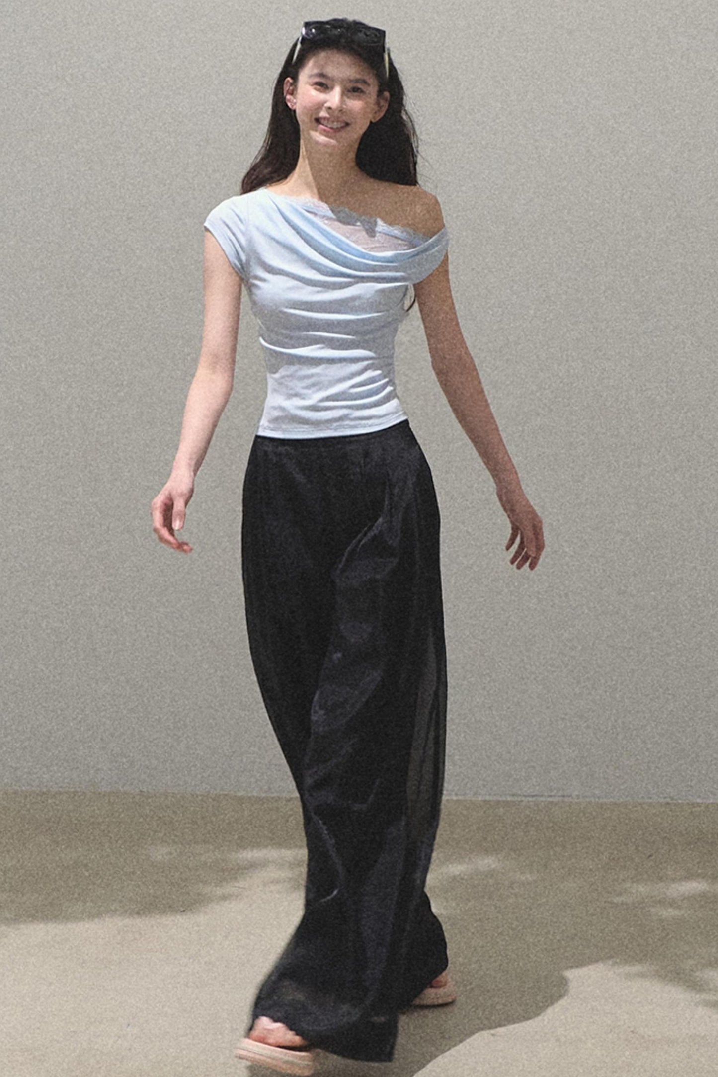 Iridescent Wide-Leg Trousers