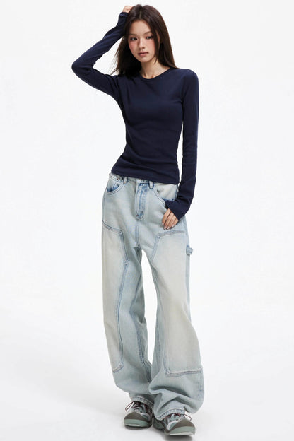 Slim Round Neck Long Sleeve Knitwear