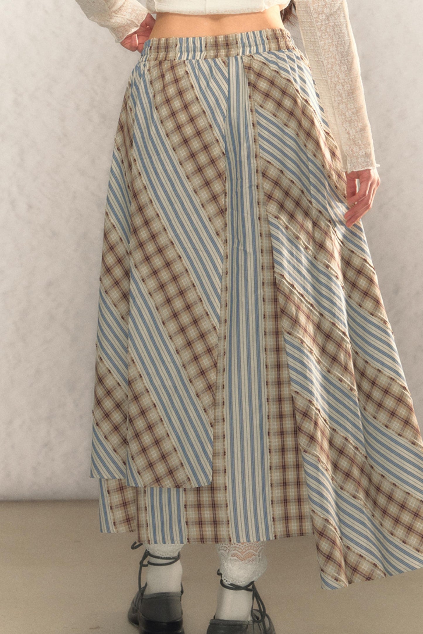 Elastischer Taillen-A-Linien-Maxikleid 