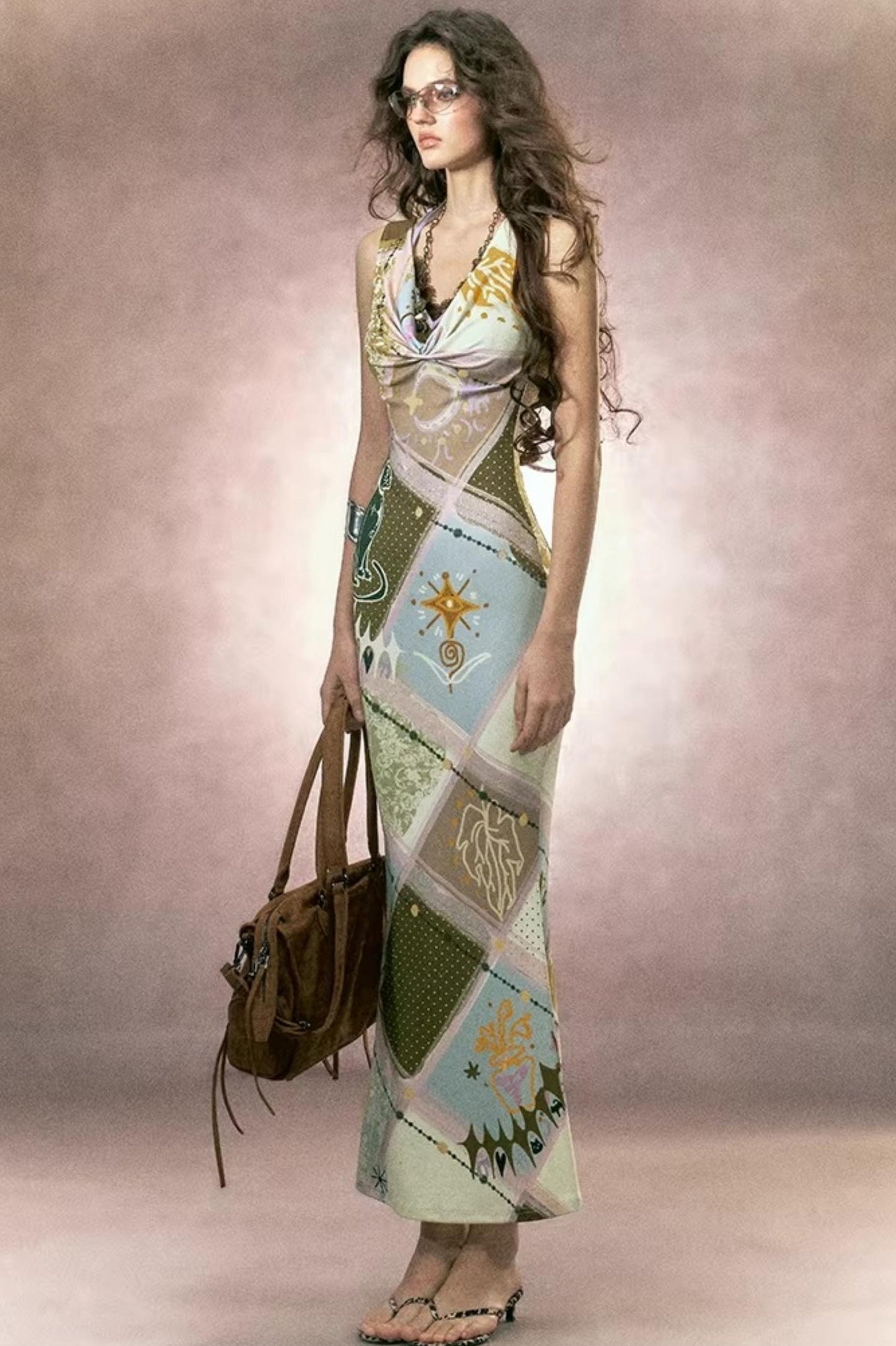 Halter Lace Patchwork Dress