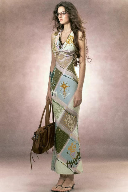 Halter Lace Patchwork Dress