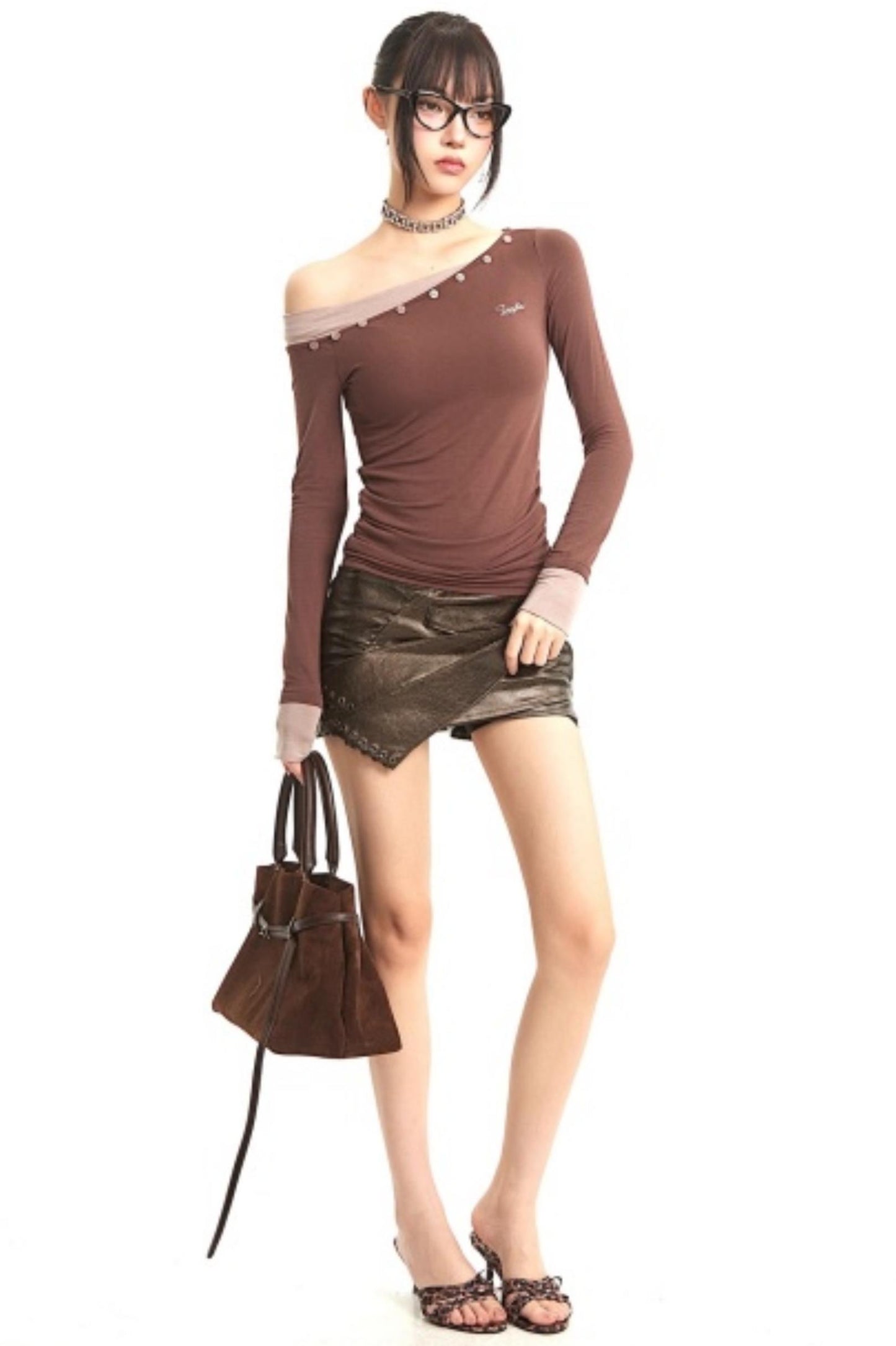 Retro Off-Shoulder Slim Top