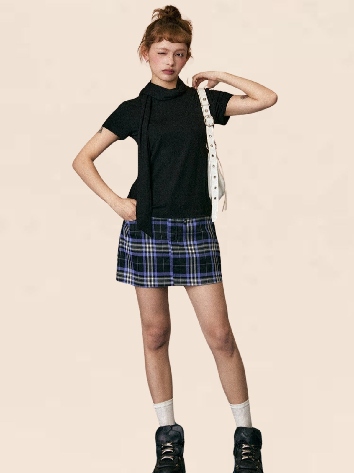 Retro Check A-Line Skirt