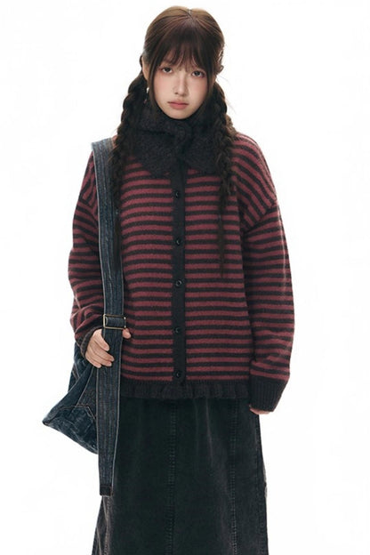 Vintage Striped Sweater Cardigan