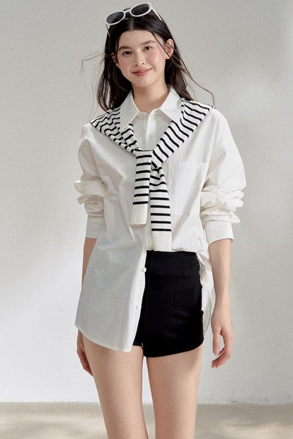 White Striped Oversize Shirt